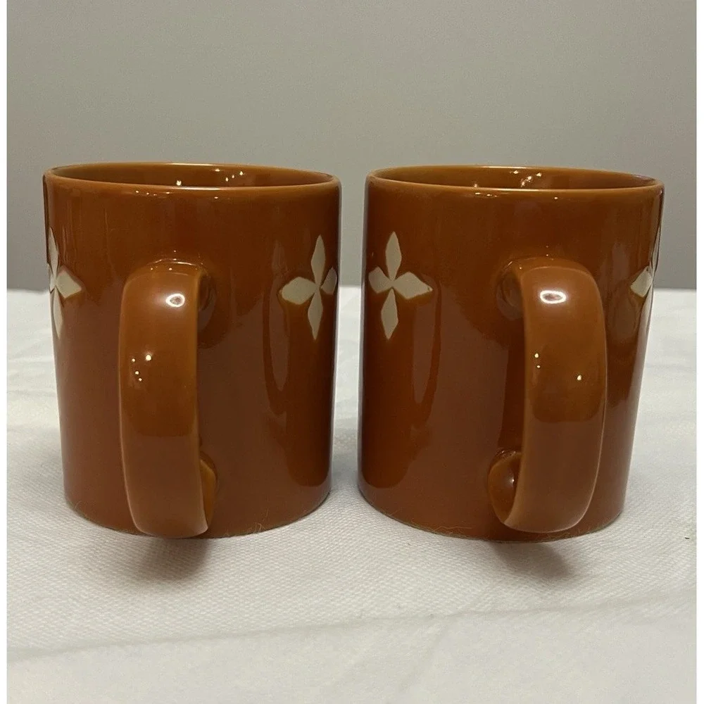 Vtg Pottery Barn Dune Persimmon Cup Mug  Saucer Coffee Tea MCM Boho Replacement